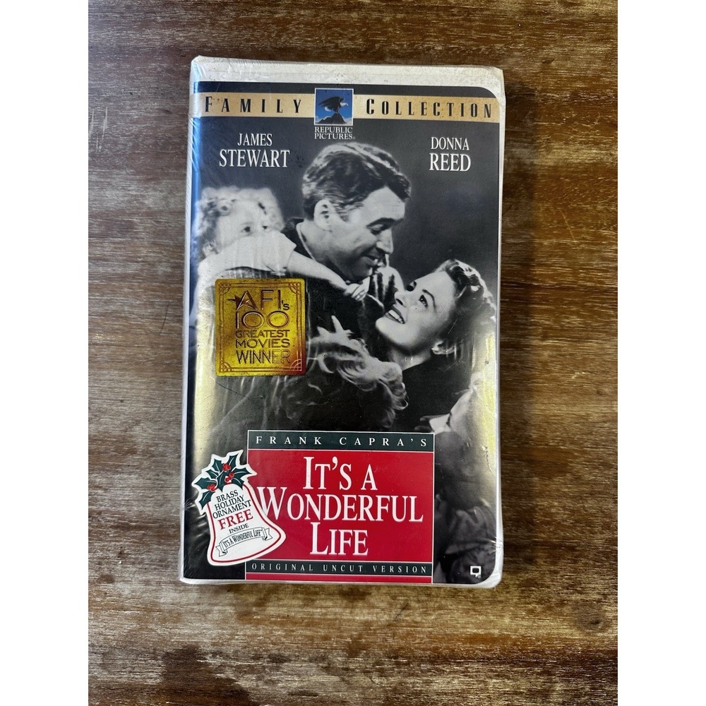 It's a Wonderful Life VHS Original Uncut Version w/ Brass Ornament - New Sealed